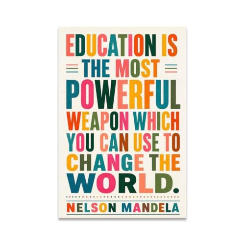 Inspiring Education Poster Nelson Mandela Quote Canvas Wall Art - color: Unframe-style-12, size: 30"L x 20"W