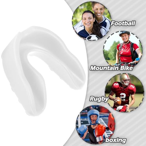 Frienda 50 Pcs Football Mouth Guards Bulk Youth Football Mouthpiece Sports Athletic Mouthguard Teeth Guard for Hockey Karate Basketball Boxing Lacrosse Rugby - color: White, Black