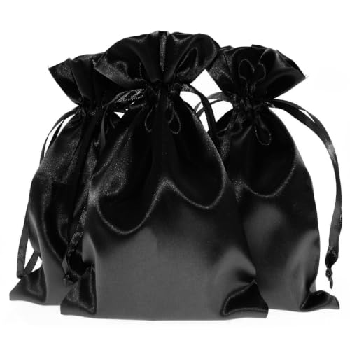 50 Pack Black Satin Gift Bags 5" x 8", Drawstring Jewelry Bags, Wedding Favor Bags, Groomsmen Gift Bags, Party Favor Bags - color: Black - 5 x 8 Inch (Pack of 50)