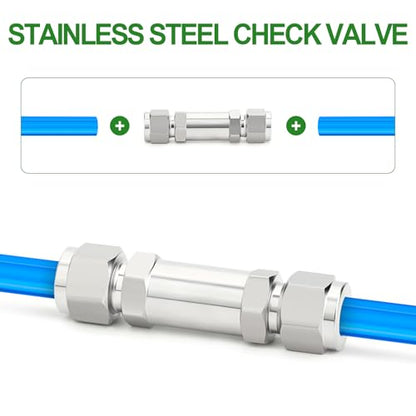 1PCS 316L Stainless Steel 3/8" Tube OD Check Valve,Backflow Prevention,One Way Non-Return Check Valves - size: 3/8" Tube OD (No Silver)