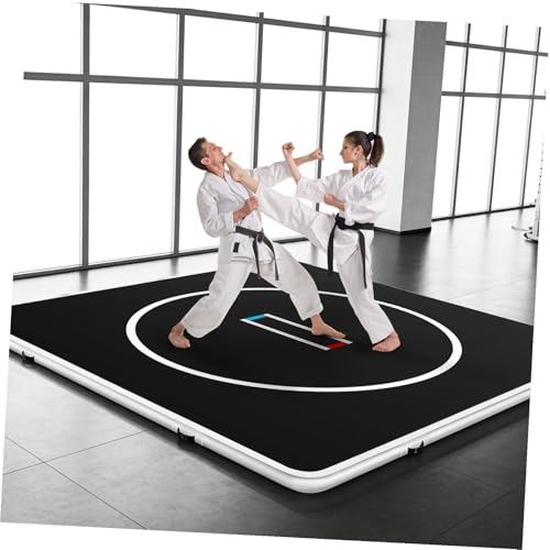Inflatable Martial Arts Mat 10x10 FT, Portable Tumbling Mat | 4" Thick Foldable for Gymnastics, Wrestling, BJJ, Judo, Boxing, Home Training, PVC Air Mat, 15PSI