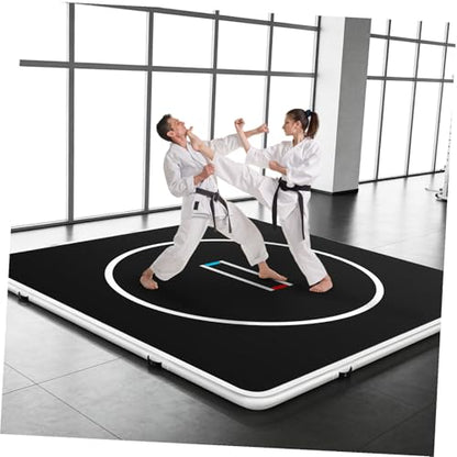 Inflatable Martial Arts Mat 10x10 FT, Portable Tumbling Mat | 4" Thick Foldable for Gymnastics, Wrestling, BJJ, Judo, Boxing, Home Training, PVC Air Mat, 15PSI