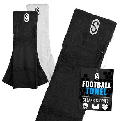 Sports Unlimited Xtra Soft Towel - Football Visor & Glove Cleaning Towel with Hook and Loop Closure - color: Black