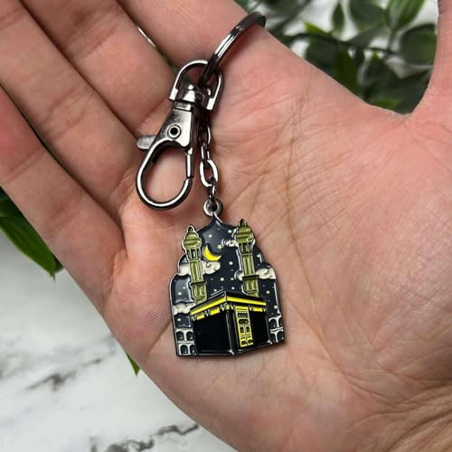 ZUDO Kaaba Keychain - Stainless Steel Coated Black | Islamic Keychain Gift | Faith-Inspired Key Accessory