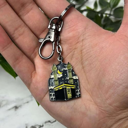 ZUDO Kaaba Keychain - Stainless Steel Coated Black | Islamic Keychain Gift | Faith-Inspired Key Accessory