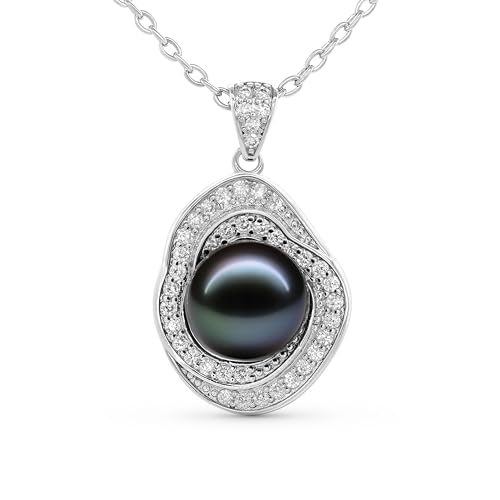 TRYNDI Tahitian Black Pearl Necklaces for Women - Wife Christmas Gift Ideas - style: Black Pearl Circle