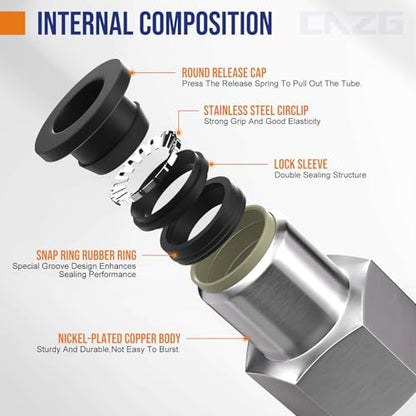 1/4" Tube OD to 3/8" NPT Thread Push to Connect Fittings,Pneumatic Quick Air Hose Fittings,Female Straight,PCF-1/4-N3(12pcs) - color: Black PCF, size: 1/4"OD x 3/8"NPT