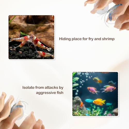 DQITJ Shrimp Hide Aquarium Fish Hideout with Suction Cup Aquarium Fish Cave Hideout Betta Habitat Fish Tank Decoration