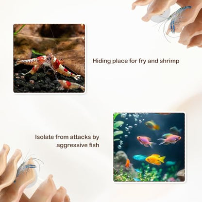 DQITJ Shrimp Hide Aquarium Fish Hideout with Suction Cup Aquarium Fish Cave Hideout Betta Habitat Fish Tank Decoration