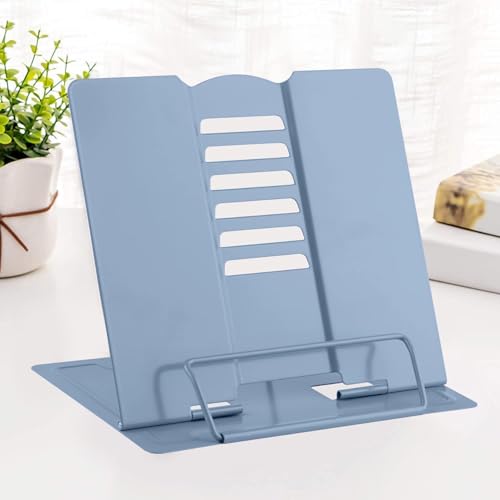MSDADA Desk Book Stand Metal Reading Rest Book Holder Adjustable Cookbook Documents Holder for Recipes Textbooks Tablet Music Books, Mom Gifts, Gifts for Grandma Mom Mothers Day(Dark Blue) - color: Dark Blue