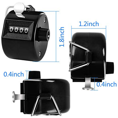 FEBSNOW Handheld Tally Counter Clicker 4 Digital Number Click Counter for School Event Golf Sports Office Stadium - color: Black White