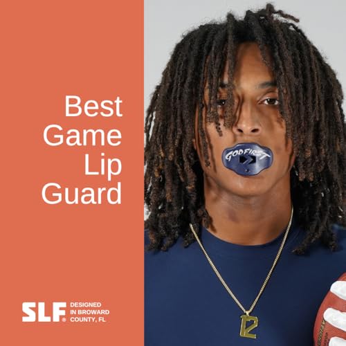 Football Mouth Guard – Youth Football Mouthpiece with Strap – Breathable, Comfortable – Sleefs - color: God First Navy Blue