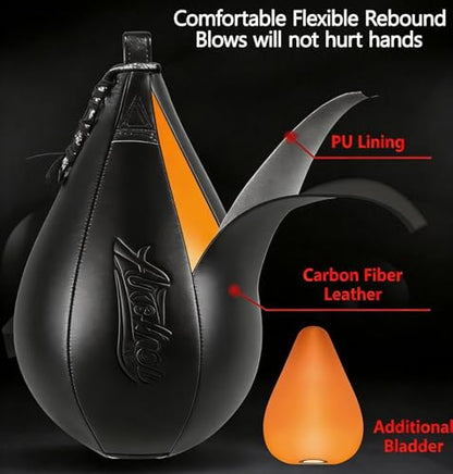 Boxing Speed Punching Bag MMA Training Speed Ball Hanging Swivel Reflex Bag Equipment Workout Kicking Martial Arts Home Gym Exercise Speed Bag - color: Red