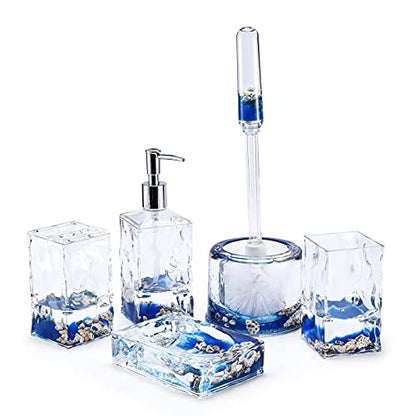 5 Piece Acrylic Liquid 3D Floating Motion Bathroom Vanity Accessory Set Shell - size: 5-piece, style: Shell