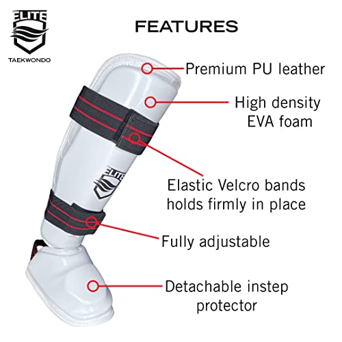 ELITE – Taekwondo Shin & Instep Guard for Kids & Adults (TKD Protector) - size: Small