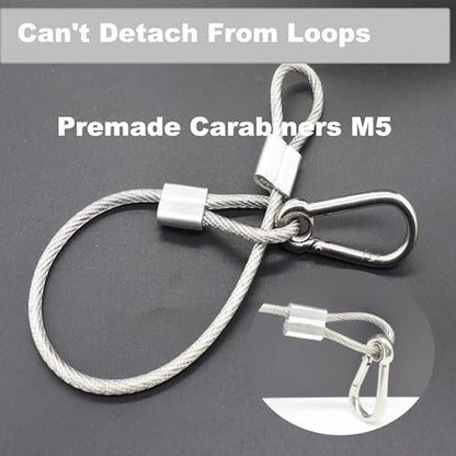 10 pcs 12 inch Vinyl Cover Coated Stainless Steel Wire Rope Lanyard Cable Tether Safety Strap with Hooks and 2 Loops (4mm Thickness), Clear - color: 10pcs_Clear, size: 12"/30cm