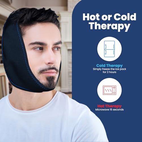 Wisdom Teeth 아이스 팩 헤드 랩 턱 아이스 팩, 얼굴 구강 수술용, TMJ용 핫 콜드 젤 팩 4개, 치아 추출, 편도 절제술 회복 - style: 턱