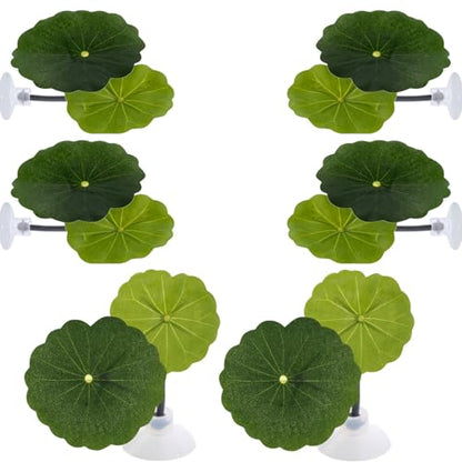 6 Pcs Betta Leaf Hammock with Suction Cups, Realistic Plastic Lotus Leaf Pad Natural Habitat Fish Tank Accessories Decor Aquarium Plants for Betta Bed Fish Breeding Resting Spawning Ground - style: Style C
