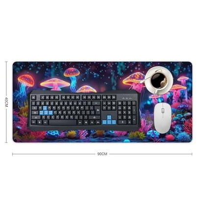 KeKee Glowing Colorful Sea Aquarium Neon Large Mouse Pad Gaming Mousepad Desk Pad for Keyboard and Mouse Mat Non-Slip Base 40x90cm, Style - size: 40x90cm