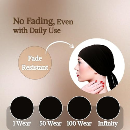 The Grip Cap Non-Slip Hijab Undercap for Women – Breathable Under Hijab Cap – Athletic & Daily Wear–Black & Lilac - color: Black