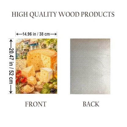 Cheese Food Jigsaw Puzzle - 500 Pieces Wooden Puzzle for Adults, Wall Art Gift, Finished Size: 20 x 15 Inch - color: Cheese - 500 Pieces