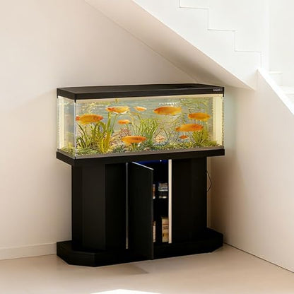 Modern 55-75 Gallon Fish Tank Stand w/ Power Outlet (4 AC & 2 USB Ports) – Heavy Duty Aquarium Stand, 880LBS Capacity, Cabinet Storage for Turtle Tank & Reptile Terrarium, (Black)