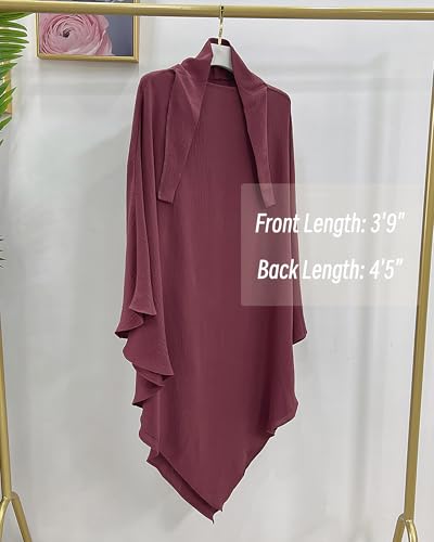 Muslim Prayer Abaya Islamic Women's Khimar Pure Color Hijab Dress Long Sleeve Dubai Kaftan - color: Darkredhijab