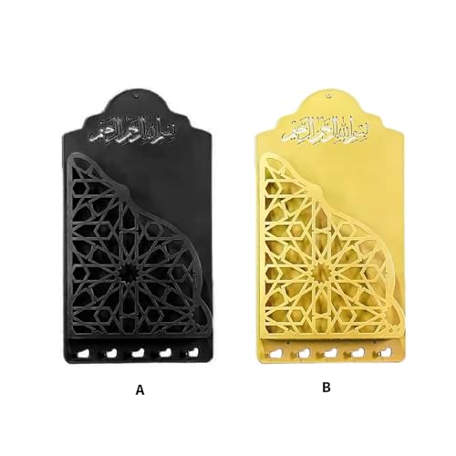 Islamics Decors Quran Metal Wall Mount Shelf Hanging Book Shelf Hanger Holder Hook for Ramadans and Eid Celebration Ramadans Decoration
