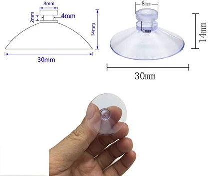 100Pcs Small Suction Cups for Glass, Without Hook Hole, Clear 30mm | PVC, Hold In High Humidity, No Residue, Reusable, Easy Remove, For Car Windows & Glass Tabletops, Smooth Surfaces, Decor - size: 30 mm
