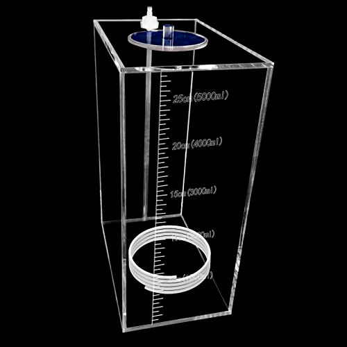 dosing Pump Liquid containers,Liquid srorage Bucket,Aquarium Air Pump Accessories，Reservoir dosing Container Made of acryli (5L/1.32gal Blue lid) - size: 5L 1grid blue lid