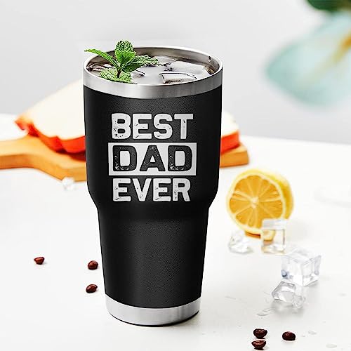 Dad Gifts for Men BEST DAD EVER Tumbler 30 Oz Stainless Steel Insulated Cup Tumbler Coffee Mug with Lid and Straw Mens Father's Day, Christmas and Birthday Gifts Idea - color: DAD-Best-01