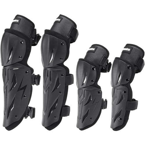 Tanden Motorcycle Knee Pads for Men Knee and Shin Guards, Motorcycle Leg Protection Armor Motocross Knee Guards Dirt Bike Pads Adjustable Crashproof Adult Protective Gear - size: 4Pcs