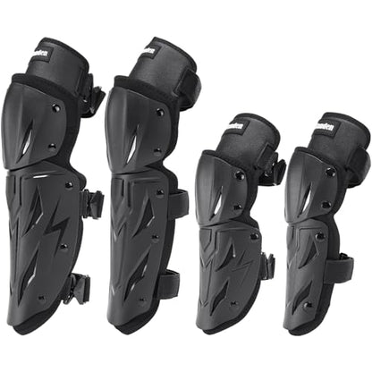 Tanden Motorcycle Knee Pads for Men Knee and Shin Guards, Motorcycle Leg Protection Armor Motocross Knee Guards Dirt Bike Pads Adjustable Crashproof Adult Protective Gear - size: 4Pcs