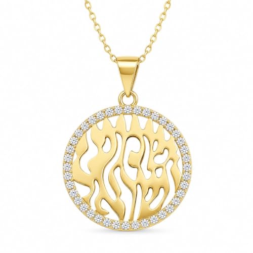 Shema Israel Necklace Sterling Silver CZ Hebrew Prayer Jewish Women Gift - color: Yellow Gold