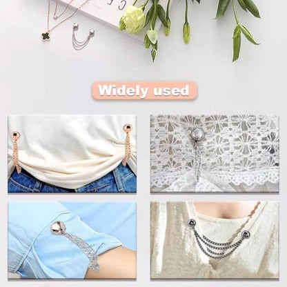 8 pcs Multi Functional Magnetic Clothes pegs, Round Magnetic Clothes pegs with Chains, Suitable for securing Shirts, T-Shirts, headscarves, Pants, and Skirts (4 Colors)