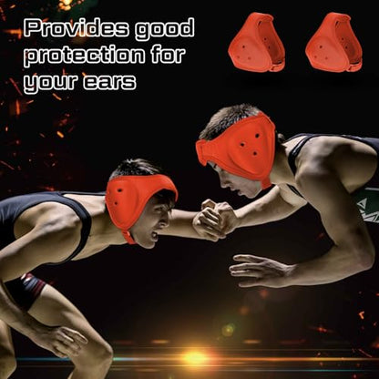 Jerify 2 Pcs Wrestling Headgear for Kids Youth Soft Grappling Headgear Wrestling Adjustable Ear Head Guard Protective(Orange) - color: orange