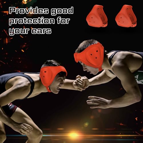 Jerify 2 Pcs Wrestling Headgear for Kids Youth Soft Grappling Headgear Wrestling Adjustable Ear Head Guard Protective(Orange) - color: orange