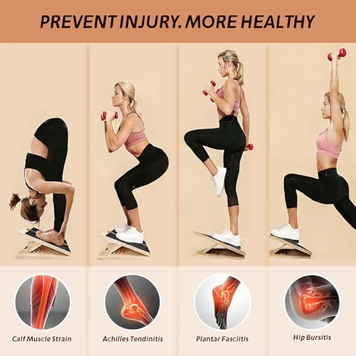 ZALL Slant Board Balance Board 2-in-1 Wooden Adjustable Calf Stretcher | Velour Squat Wedge Wobble Exercise Knee Ankle Heel Foot Pain Relief Incline