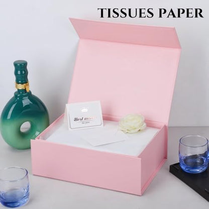 UoeRing 1 Pcs Pink Gift Box 11.5x8x4 Inch with Magnetic Lid | Collapsible Luxury Present Box,for Birthday,Christmas Holiday Gift Includes Card,Ribbon,Tissue Paper & Shredded Filler - color: 11.5x8x4 Inch-Pink-Pack of 1