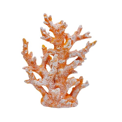 Etlemonde Coastal Beach Orange Coral Reef Statue Home Decor | Perfect for home, desk, bathroom, or shelf. Nautial resin sculpture, great gift for ocean lovers. - color: Golden Orange Coral
