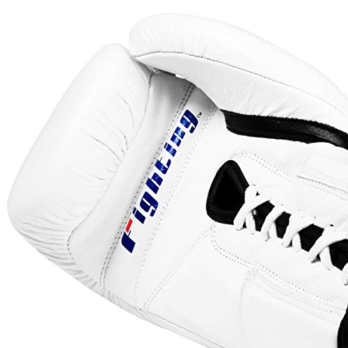 Fury Professional Lace Training Gloves - Lace Up Sparring Gloves for Boxing, Bag, and General Training - color: White, size: 18 oz
