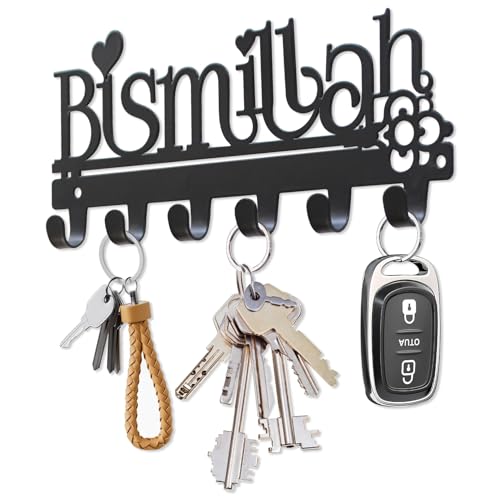 “Bismillah”Key Holder wall Mounted(Mini Size:7.3x3.35inches) - size: Mini Size:7.3 x 3.35inches