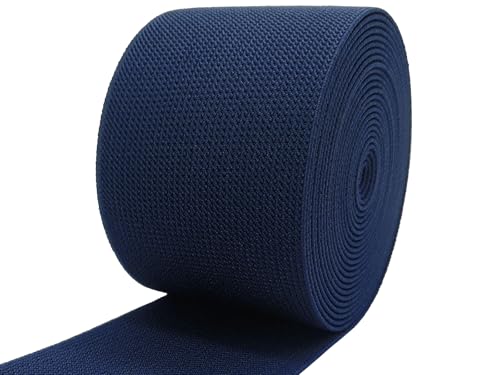 Navy Blue Knit Elastic Band 3 inch 5 Yards Double-Side Twill Woven Elastic Heavy Stretch Elastic Spool for Sewing Pants Waistband, Wigs, Skirts, Craft DIY Projects (#18) - color: Navy #18