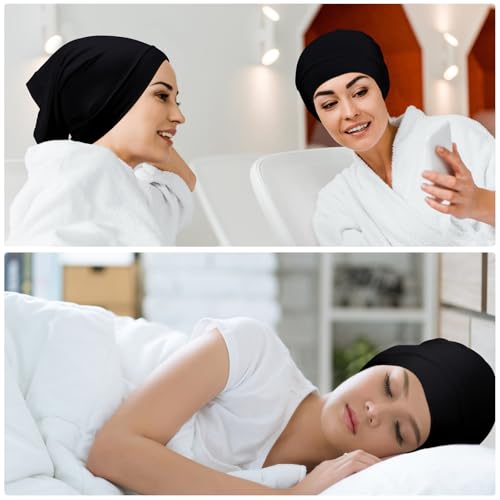 Loopeer 2 Pcs Hijab Undercaps No Slip for Women Islamic Muslim Hijab Cap Scarf for Turban Tube Neck Cover - color: Black