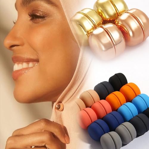 6 Pairs Hijab Fasteners Scarf Clip Buttons Magnet Brooch Collar Cufflink Hijab Scarf