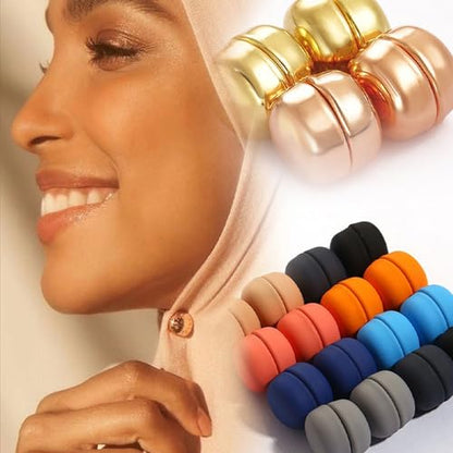 6 Pairs Hijab Fasteners Scarf Clip Buttons Magnet Brooch Collar Cufflink Hijab Scarf