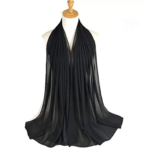 Txameru Hijab for Women Chiffon Hijab Scarfs for Women Long Shawl - color: Black