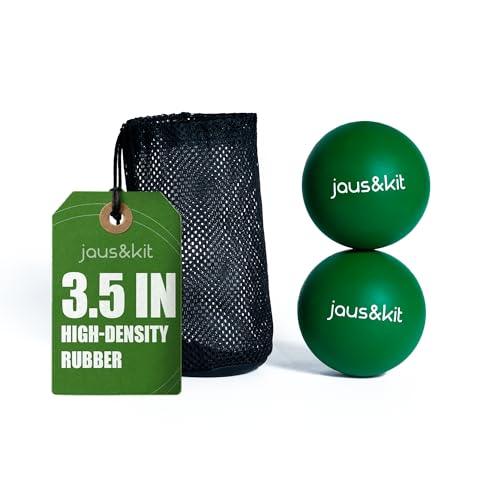 J&K 3.5 in Massage Ball for Back Pain – 2 Large Therapy Massage Balls – Trigger Point Relief and Myofascial Release – Rubber Ball for Physical Therapy