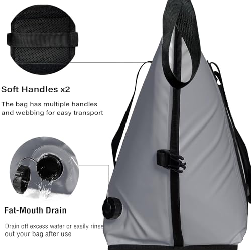 Buffalo Gear Insulated Fish Cooler - 27.5QT 58QT Waterproof Flat Bottom Bag, Leakproof and Fishing Kill Bag - color: Gray-85QT