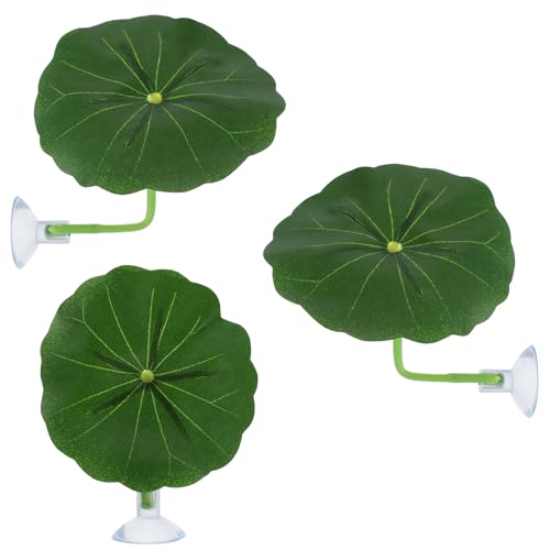 Xindojuz 3 Pack Betta Fish Toys, Plastic Betta Bed Leaf Hammock for Fish Tank Decorations, Safe Soft Aquarium Decor Plants with Suction Cups for Shrimp, Small-Fish (2.56 Inches)